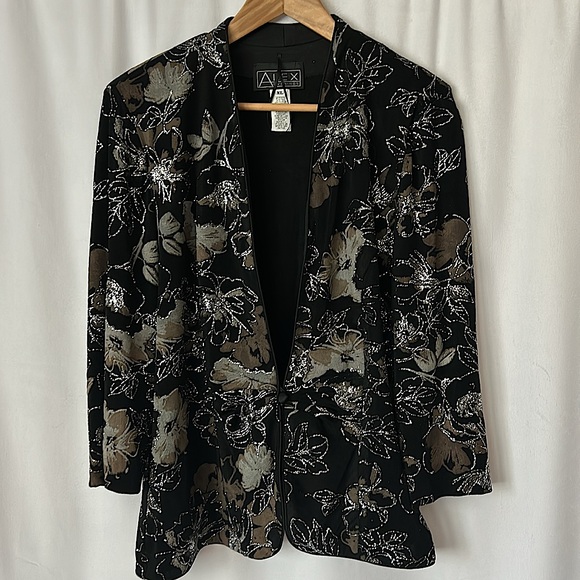 Alex Evenings Jackets & Blazers - Alex Evenings Gorgeous Black Glittery Floral Evening Jacket Coat **Size XL**🌺🌺